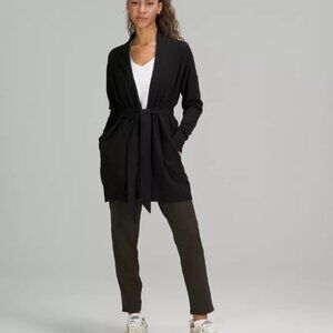 Lululemon $168 Cotton-Cashmere Knit Wrap Black Sz 18 NWT!